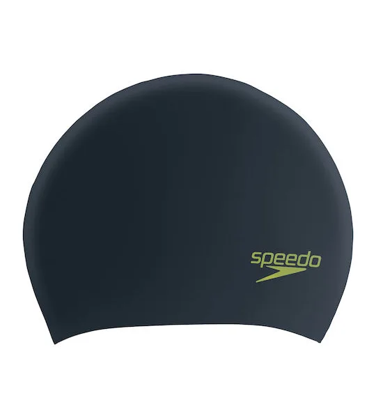 Speedo Jun Long Hair Cap Bla/Grn P12
