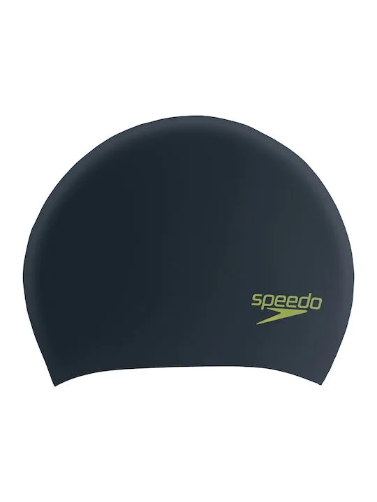 Speedo Jun Long Hair Cap Bla/Grn P12